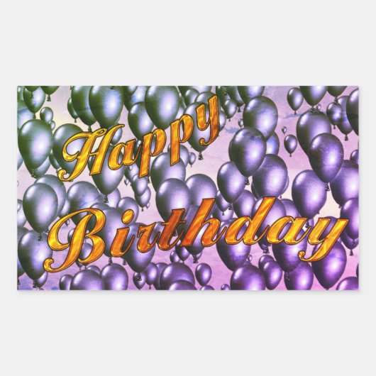 Gold Glitter Happy Birthday Rechthoekige Sticker (Voorkant)