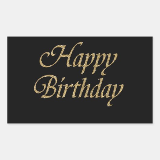 Gold Glitter Happy Birthday Rechthoekige Sticker (Voorkant)