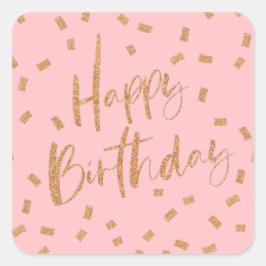 Gold Glitter Happy Birthday Vierkante Sticker
