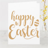 Gold Glitter Happy Easter Egg Kaart (Gele Bloem)