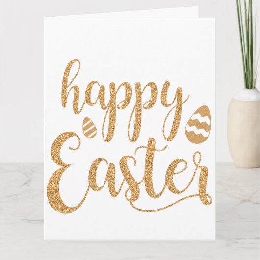 Gold Glitter Happy Easter Egg Kaart (Voorkant)