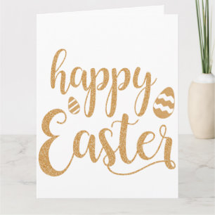 Gold Glitter Happy Easter Egg Kaart