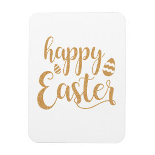 Gold Glitter Happy Easter Egg Magneet