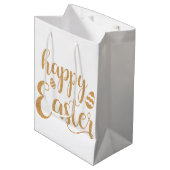 Gold Glitter Happy Easter Egg Medium Cadeauzakje (Voorkant Gekanteld)