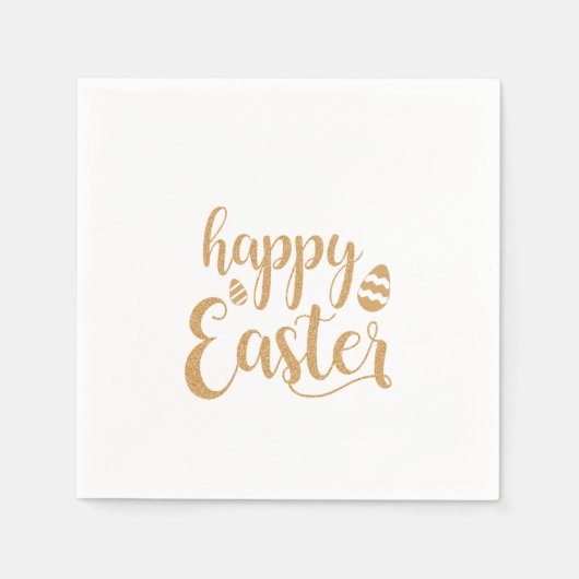 Gold Glitter Happy Easter Egg Servet (Voorkant)