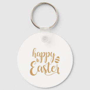 Gold Glitter Happy Easter Egg Sleutelhanger