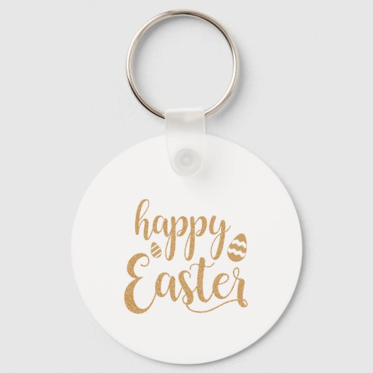 Gold Glitter Happy Easter Egg Sleutelhanger (Voorkant)