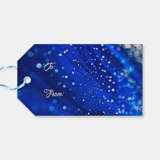 Gold Glitter Happy Hanukkah Gift Label Cadeaulabel (Achterkant Horizontaal)