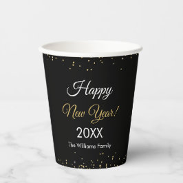 Gold Glitter Happy New Year Black Party Papieren Bekers