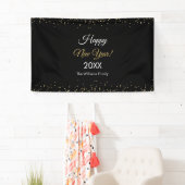 Gold Glitter Happy New Year Black Party Spandoek (Insitu)