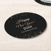 Gold Glitter Happy New Year Black Ronde Kartonnen Onderzetter (Gebogen)