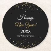 Gold Glitter Happy New Year Black Ronde Kartonnen Onderzetter (Voorkant)