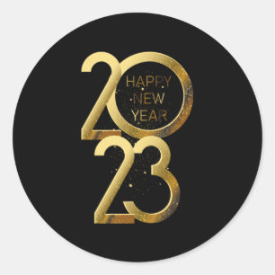 Gold Glitter Happy Nieuwjaar 2023 Ronde Sticker