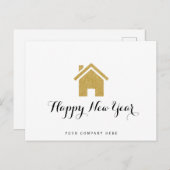 Gold Glitter Happy Nieuwjaar Briefkaart (Voorkant / Achterkant)