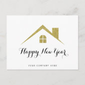 Gold Glitter Happy Nieuwjaar onroerend goed Briefkaart (Voorkant)