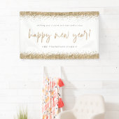 Gold Glitter Happy Nieuwjaarsnaam wit Spandoek (Insitu)