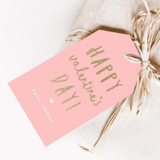 Gold Glitter Happy Valentijnsdag Cadeaulabel