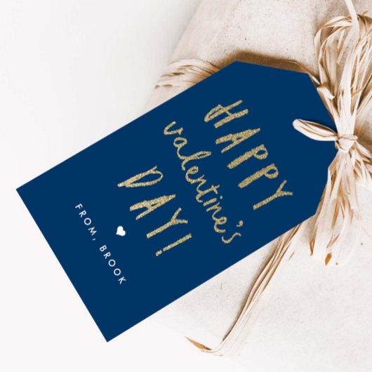 Gold Glitter Happy Valentijnsdag Cadeaulabel