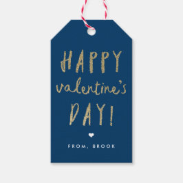 Gold Glitter Happy Valentijnsdag Cadeaulabel