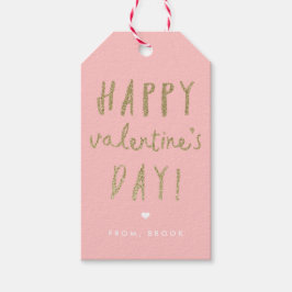 Gold Glitter Happy Valentijnsdag Cadeaulabel