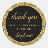 Gold Glitter Hartelijk dank voor de feestdag Ronde Sticker (Voorkant)