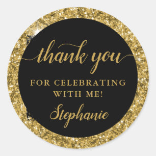 Gold Glitter Hartelijk dank voor de feestdag Ronde Sticker