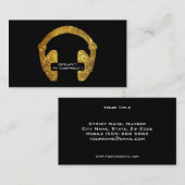 Gold Glitter Headphone DJ Visitekaartje (Voorkant / Achterkant)