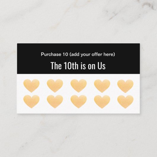 Gold Glitter Heart 10 Salon Punch Customer Loyalty (Achterkant)