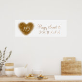 Gold Glitter Heart 15 Quinceincera Party Banner Poster (Keuken)