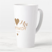 Gold Glitter Heart Couple Large Latte Mok (Rechterhoek)