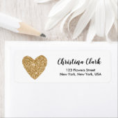 Gold Glitter Heart Cute Personated Custom Etiket (Insitu)