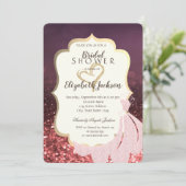 Gold Glitter Heart, Dress Bokeh Vrijgezellenfeest Kaart (Staand voorkant)