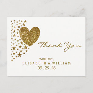 Gold Glitter Heart en Stars Weddenschap Hartelijk  Briefkaart
