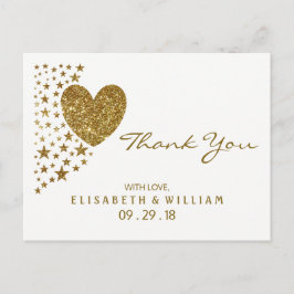 Gold Glitter Heart en Stars Weddenschap Hartelijk  Briefkaart