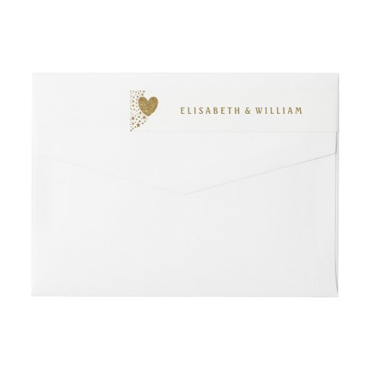 Gold Glitter Heart en Stars Wedding (Achterkant)