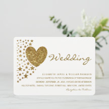 Gold Glitter Heart en Stars Wedding