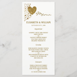 Gold Glitter Heart en Stars Wedding Menu