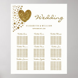 Gold Glitter Heart en Stars Wedding Poster