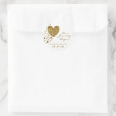 Gold Glitter Heart en Stars Wedding Ronde Sticker (Tas)