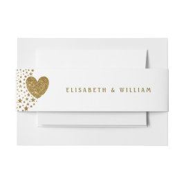 Gold Glitter Heart en Stars Wedding Uitnodigingen Wikkel