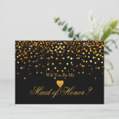 Gold Glitter Heart Faux dienstmeisje Kaart (Staand voorkant)