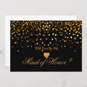 Gold Glitter Heart Faux dienstmeisje Kaart (Voorkant / Achterkant)