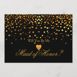 Gold Glitter Heart Faux dienstmeisje Kaart