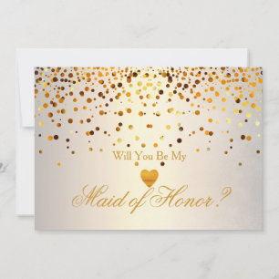 Gold Glitter Heart Faux dienstmeisje Kaart