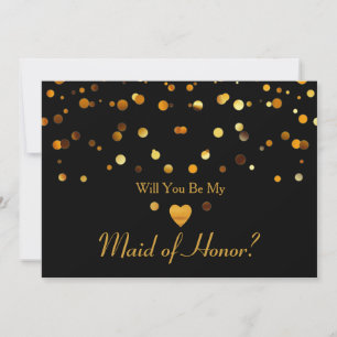 Gold Glitter Heart Faux dienstmeisje Kaart