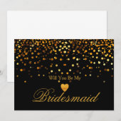 Gold Glitter Heart Faux Kaart (Voorkant / Achterkant)