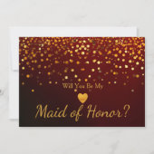 Gold Glitter Heart Faux maid of honor Kaart (Voorkant)