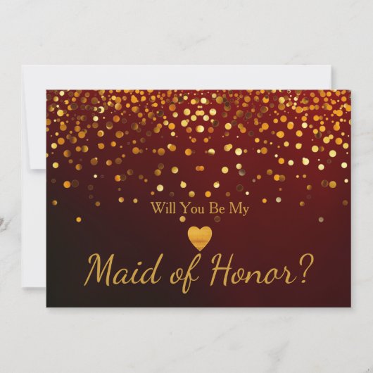 Gold Glitter Heart Faux maid of honor Kaart (Voorkant)