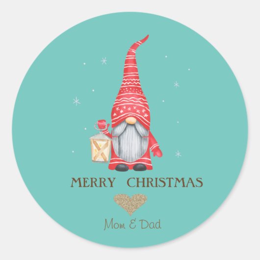 Gold Glitter Heart, gnowflakes Ronde Sticker (Voorkant)