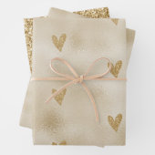 Gold Glitter Heart Inpakpapier Vel (In situ)
